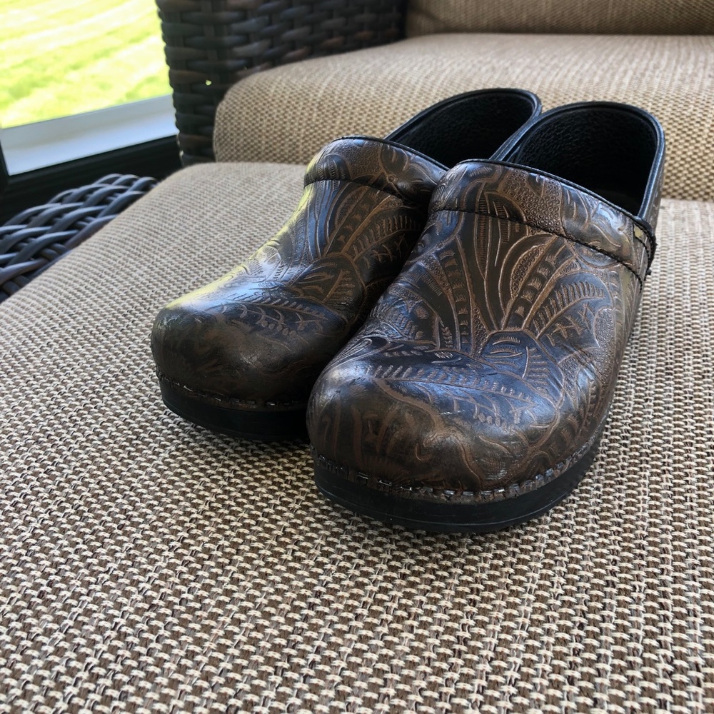 Dansko Brown Patterned Clogs